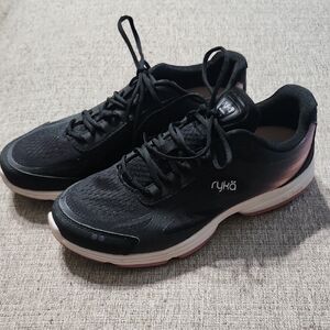 Ryka Devotion Plus2 Black and Pink Running Sneakers Size 9.5